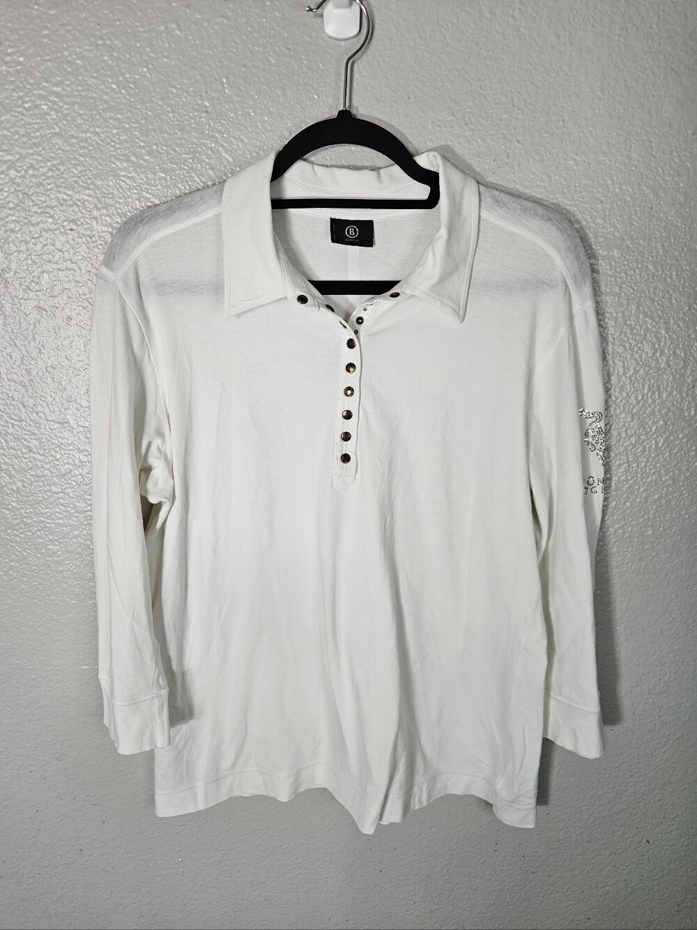 Bogner White Long Sleeve Polo Top Size L